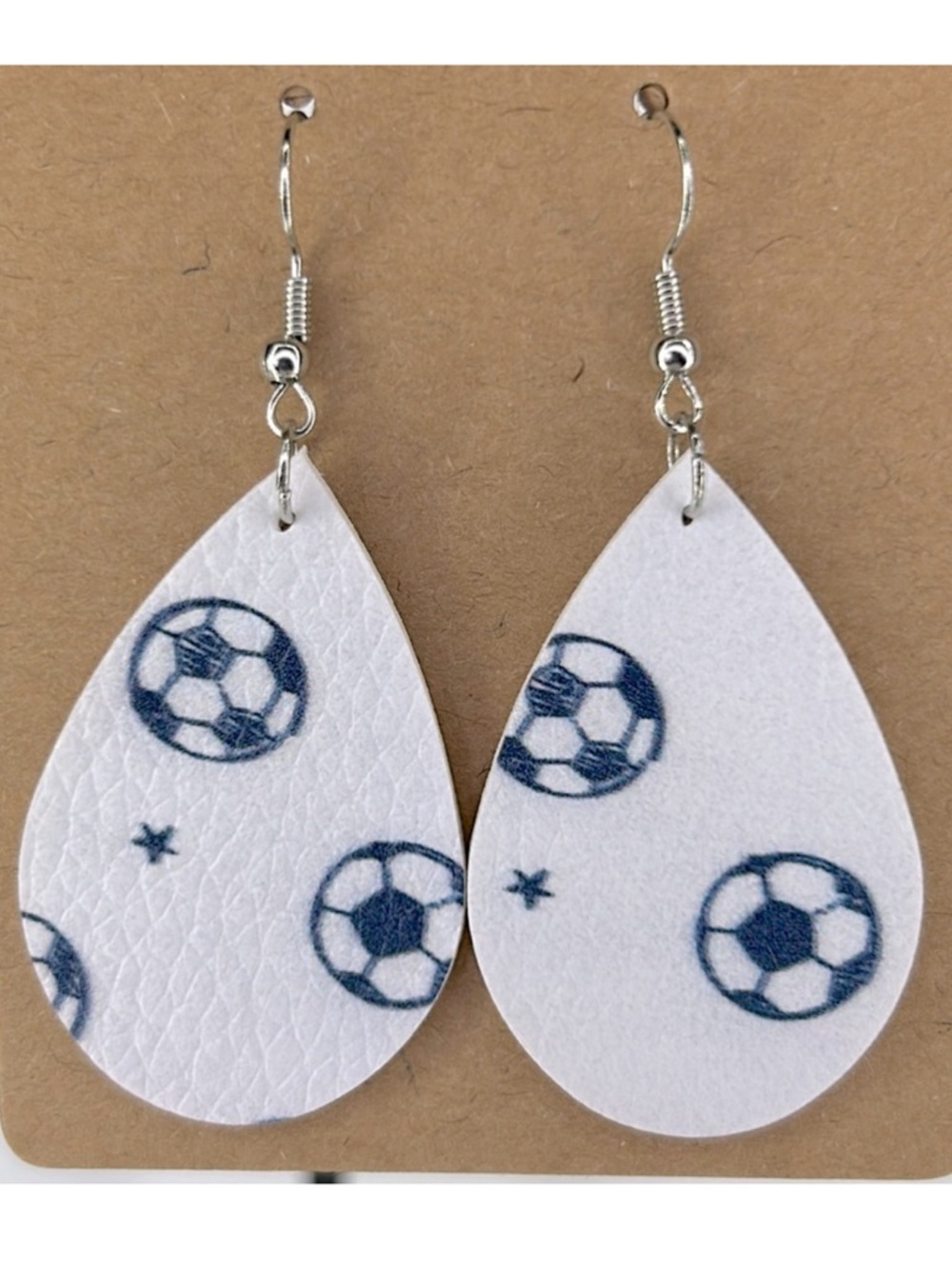 *LAST ONE* Mini Faux Leather Teardrop Soccer Earrings Fashion Jewelry